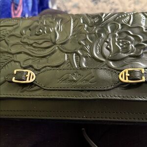 Hunter green embossed crossbody